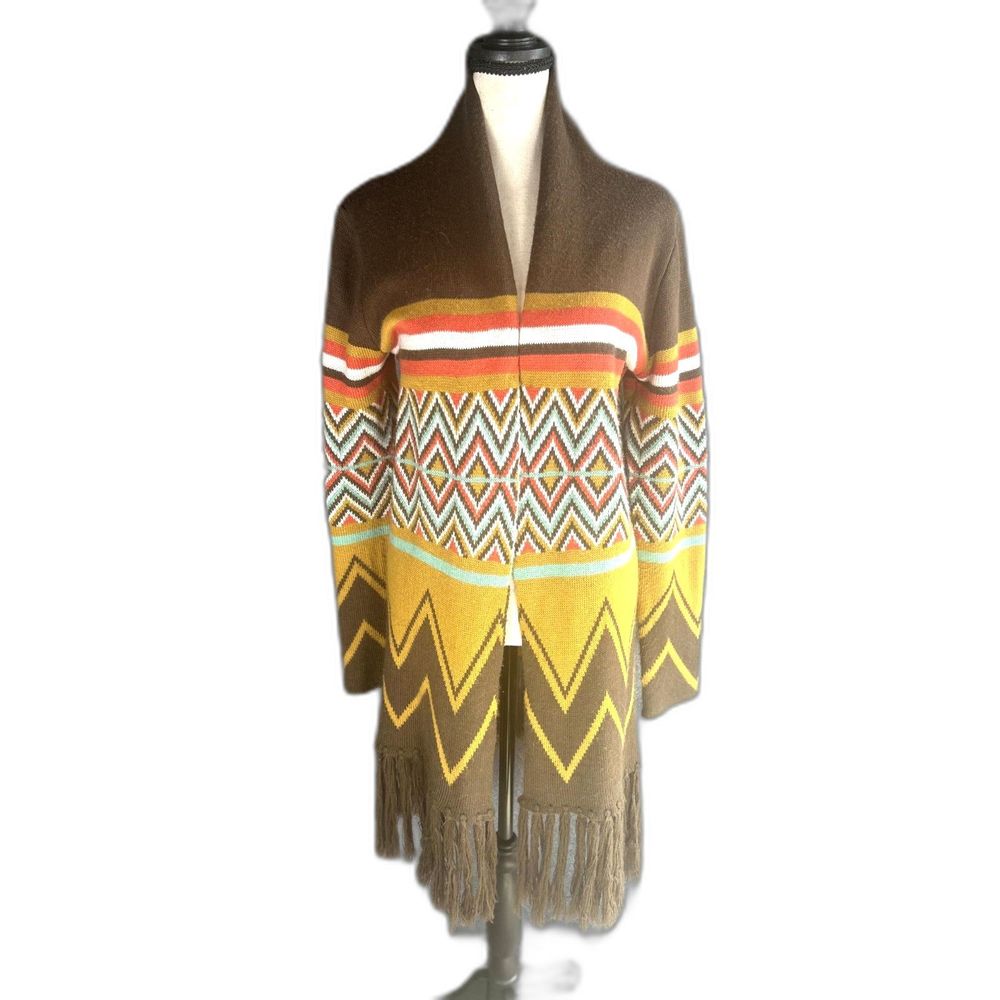 verde midi length  fringe woman's sweater boho vibe good condition size M/L